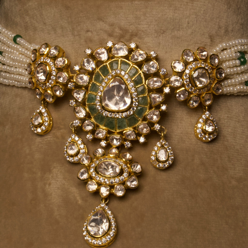 Sangita's Moonlit Pearl Choker Set