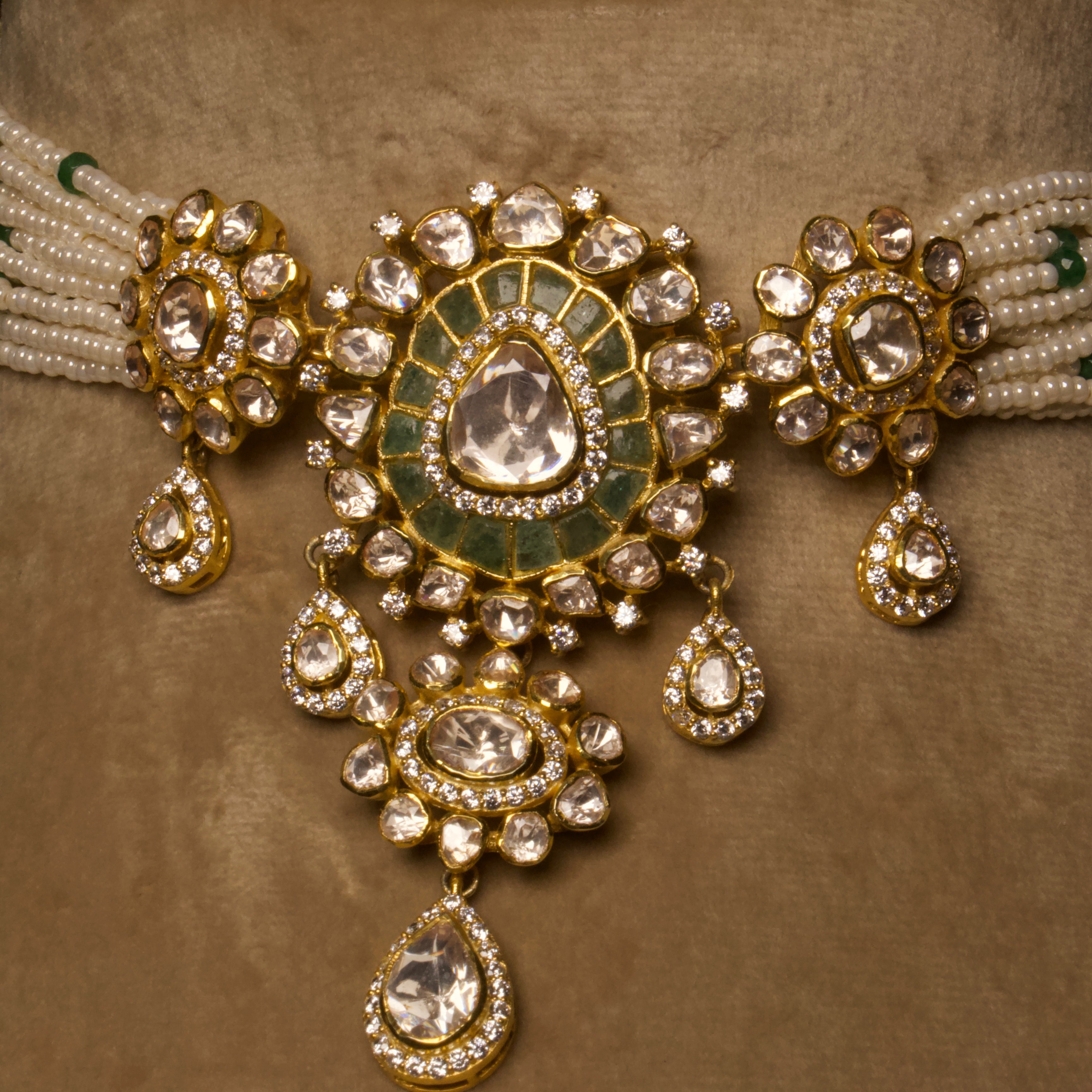 Sangita's Moonlit Pearl Choker Set