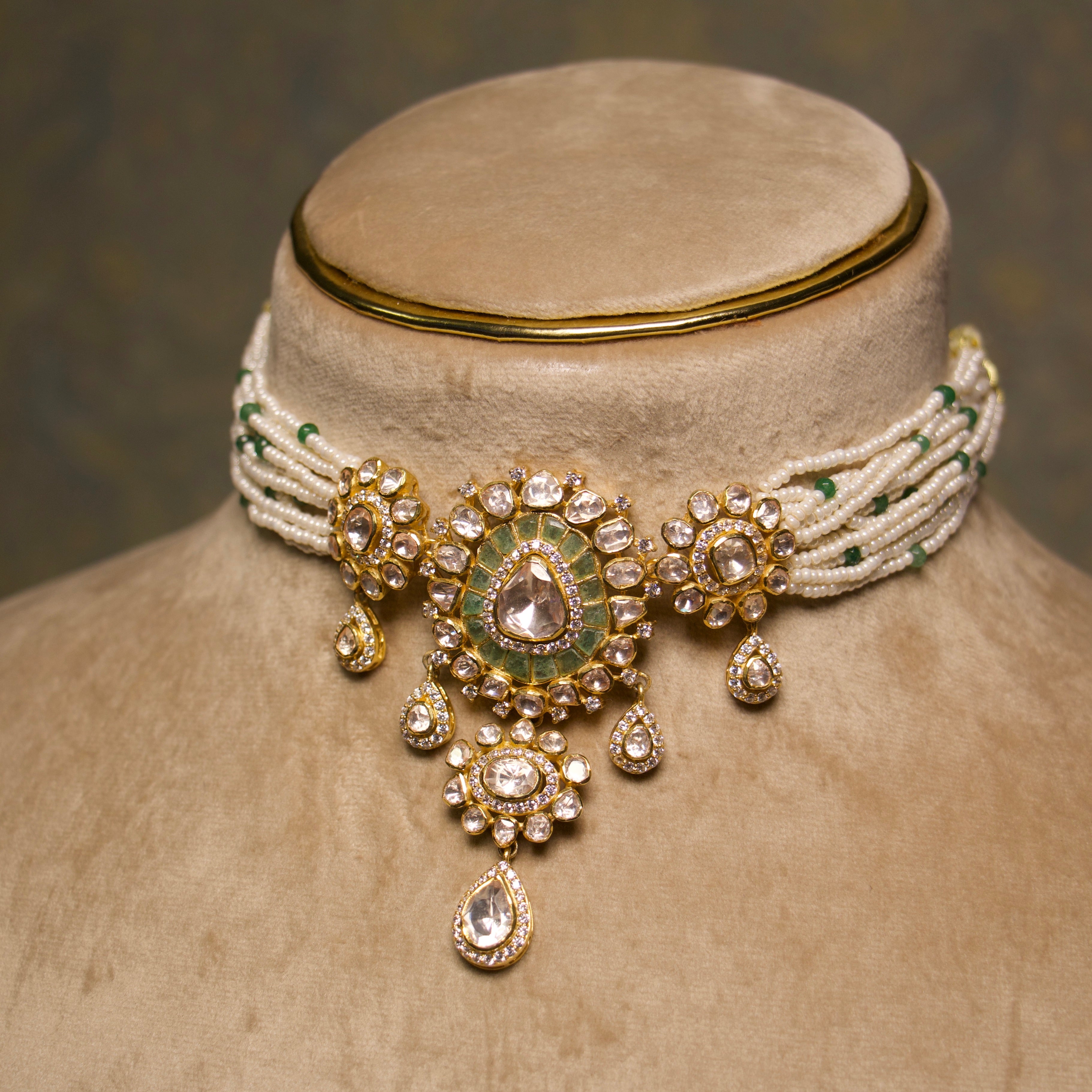 Sangita's Moonlit Pearl Choker Set